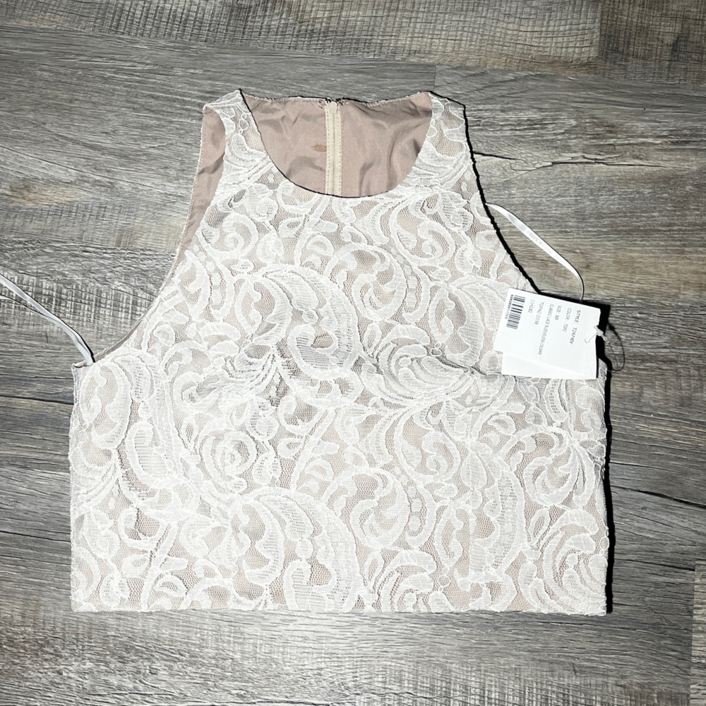 Tan Sleeveless Croppe - Dessy Collection, Size 10